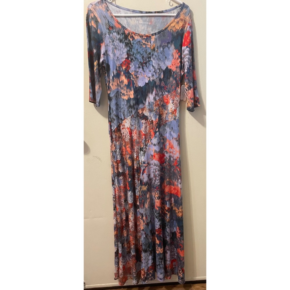 Soft Surroundings Petite Small Nanette Maxi Dress 3/4 Sleeve